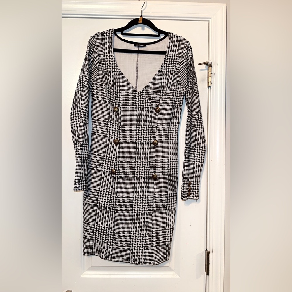 Houndstooth Bodycon knit midi dress